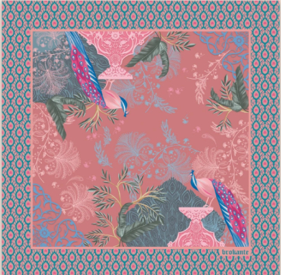 Carré 90 x 90 cm Brokante ispahan rose